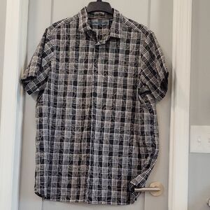 Perry Ellis Black and White Plaid Shirt